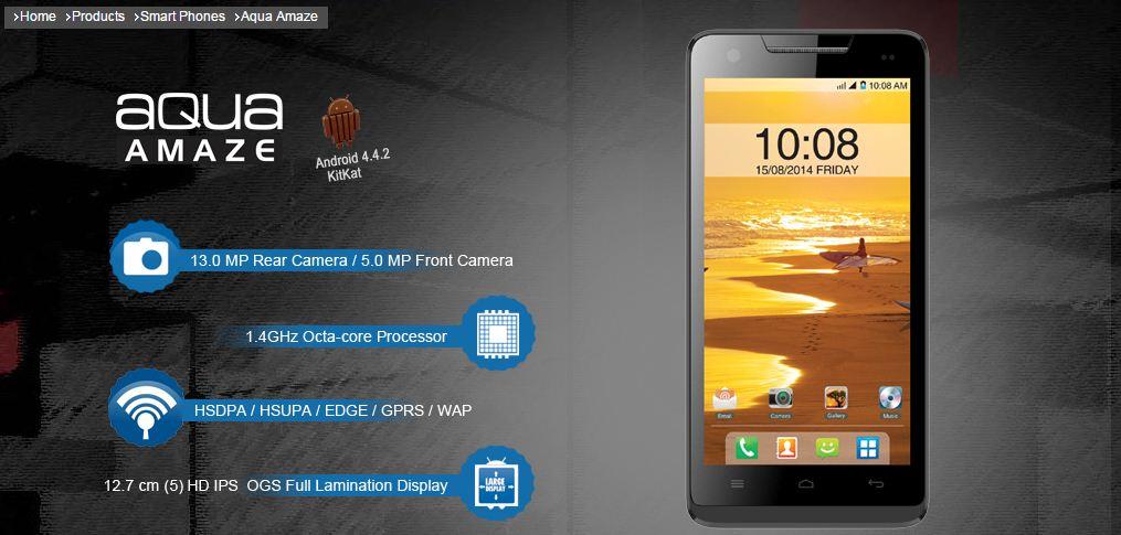 Intex Aqua Amaze With Octa Core processor launched for Rs.23,374