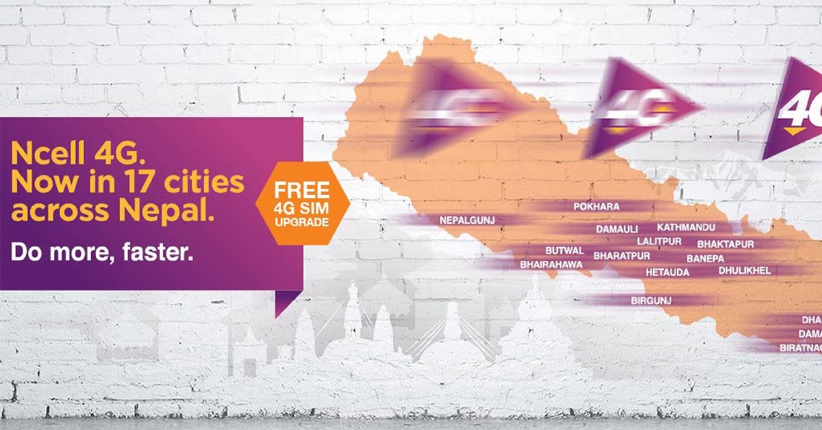 Ncell 4G now available in 17 cities across Nepal