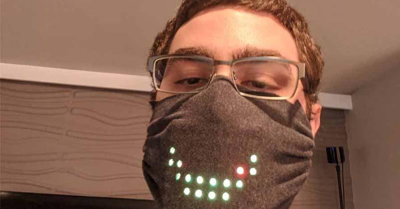 Game designer develops custom COVID-19 face mask with LED panel & voice recognition system