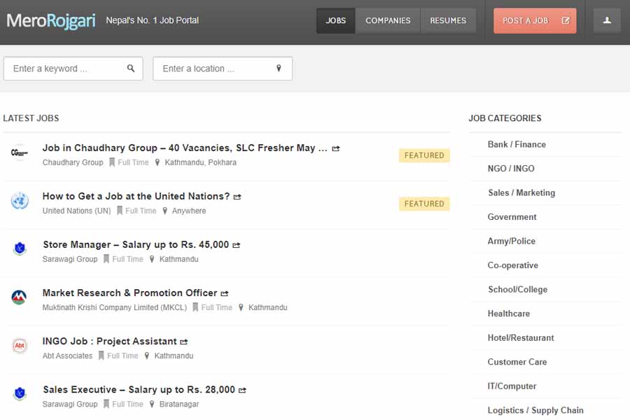 MeroRojgari - job portal in Nepal