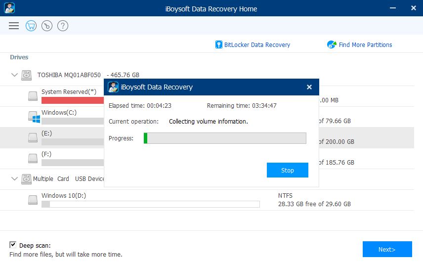 iBoysoft Data Recovery deep scanning time