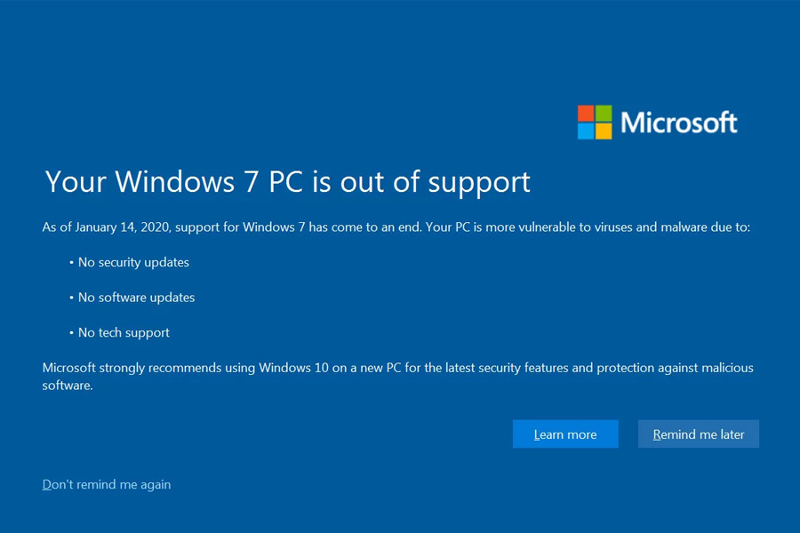 Windows 7 End of Support