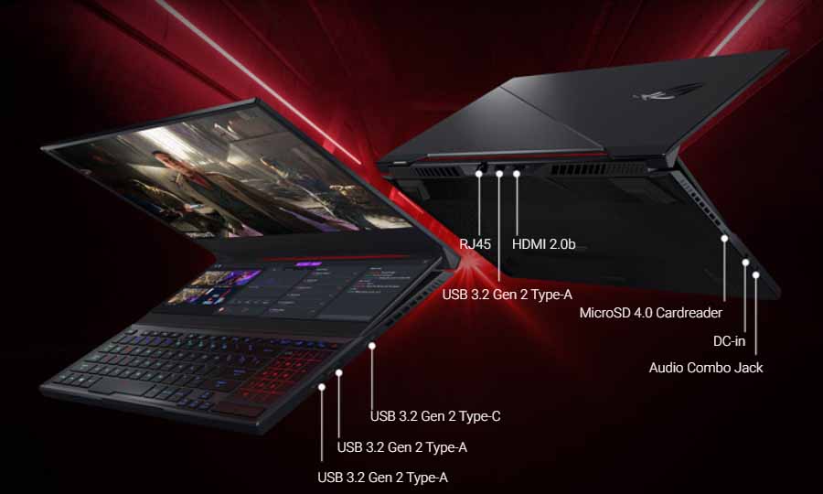 Asus ROG Zephyrus Duo 15 SE 2021 Ports Selection