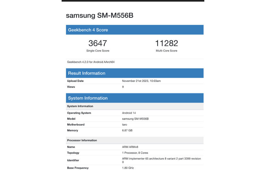 Samsung Galaxy M55 5G Geekbench Listing 